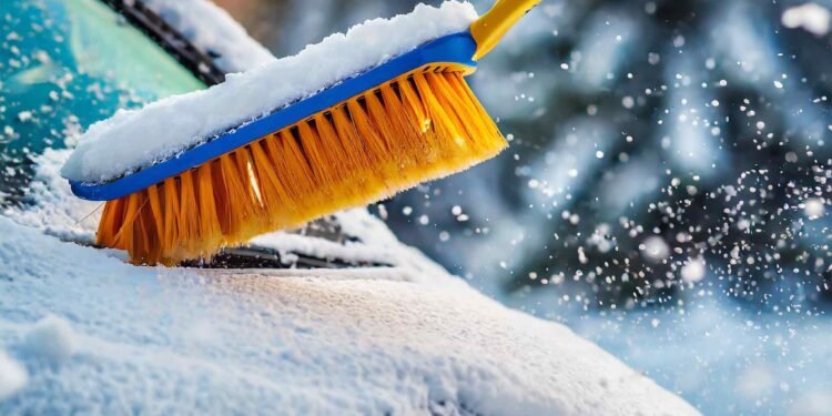 CleaningCarFromSnowWithBrush